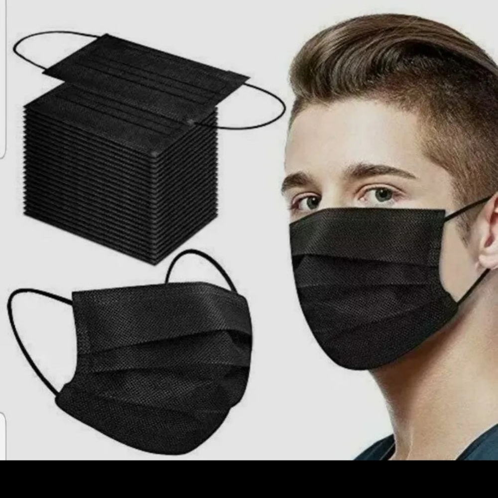 Black Masks [50-Pack] Disposable Mouth Covers